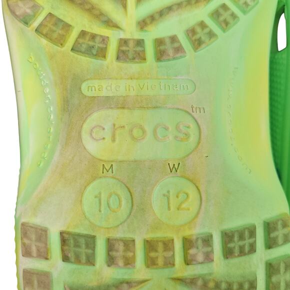 Crocs Men's Margaritaville Classic Clogs Sz 10 Women's 12 Green Yellow Tie Dye - Picture 14 of 14
